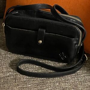 SOLD- Patricia Nash Black Leather Crossbody Bag